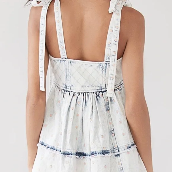 LoveShackFancy Dorna Dress Acid Wash Pink Mini Ruffle - Picture 4 of 9